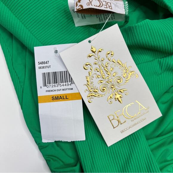 Becca Modern Edge Elise Banded High Waist Bikini bottom green - S - Picture 11 of 11